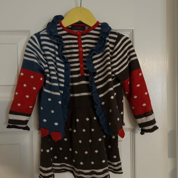 Adorable Catimini Two-Piece Knit Outfit - Sweater & Dress Set - Picture 1 of 10